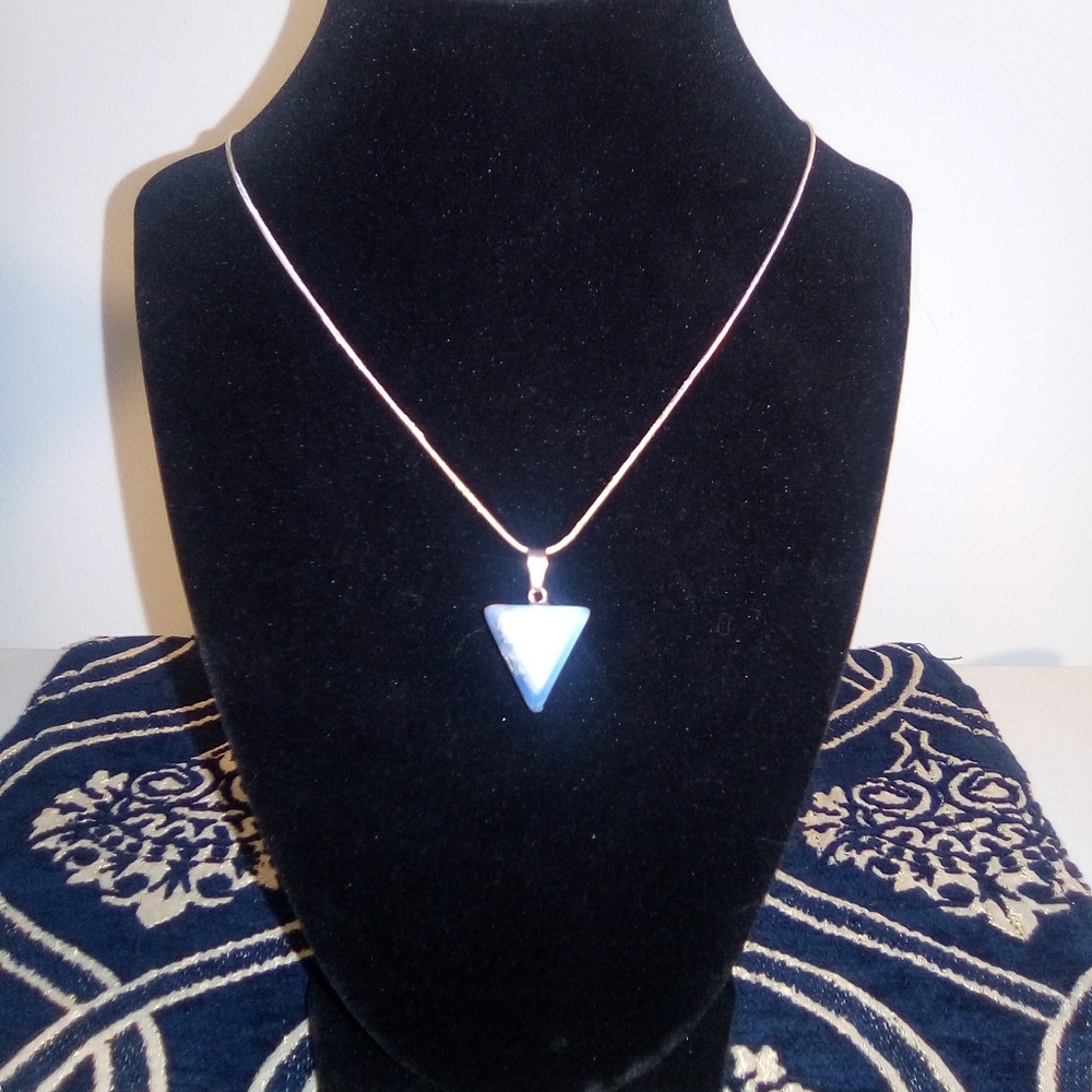 Pyramid Divine Mother of Pearl Stone Necklace